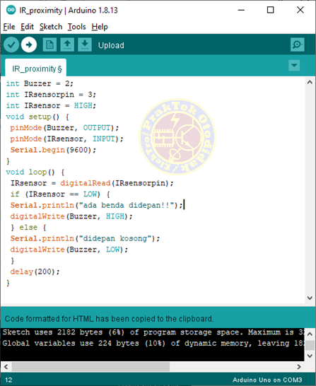 Memasang Sensor Infrared Proximity Dengan Arduino - Praktek Otodidak